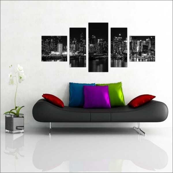 Quadro Decorativo Nova York Noite Com 5 Peças Decor - 2