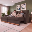 Ver imagem 5 de Sofá Retrátil e Reclinável 2,65m Toronto com Espuma D33 Linho Marrom Cama Inbox
