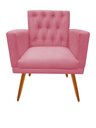 Ver imagem 3 de Kit Namoradeira + 1 Poltrona Decorativa Nina Capitonê + Puff Redondo Suede Rosa Pés Madeira Mz Decor