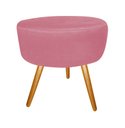 Ver imagem 5 de Kit Namoradeira + 1 Poltrona Decorativa Nina Capitonê + Puff Redondo Suede Rosa Pés Madeira Mz Decor