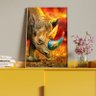 Quadro Decorativo Tela Canvas Animais Elemental Rhino com Moldura Prata - 200x120 Cm - 4