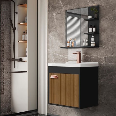 Conj para Banheiro Hercules Preto Ripado