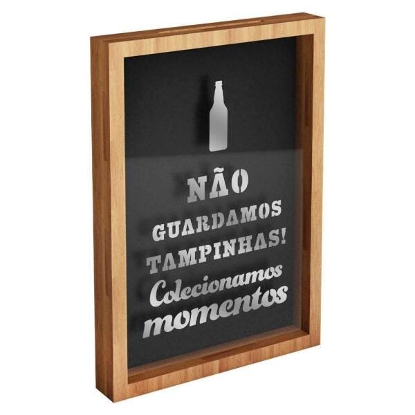 Quadro Porta Tampinhas De Cerveja 33 X 47Cm Em Mdf Preto - 2