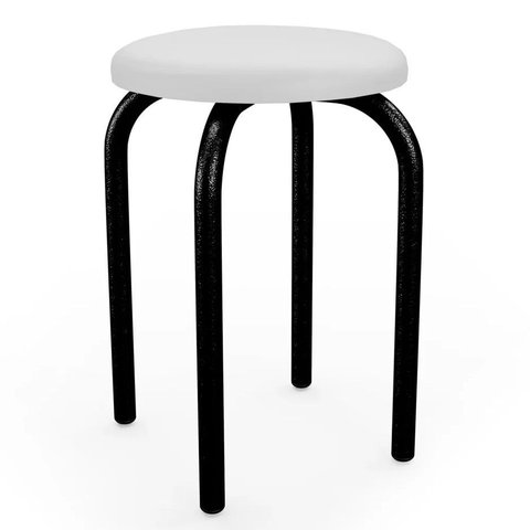 Banqueta Cozinha Baixa Empilhável Industrial Jully Preto/branco d03 - D’Rossi