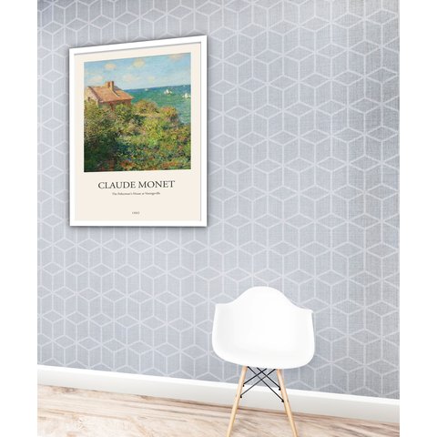 Quadro Decorativo Monet The Fisherman's House - 70x50cm:moldura Branca
