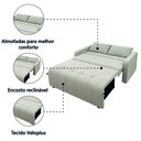 Ver imagem 4 de Sofá Cama 3 Lugares 1,38m Veludo Bege Amora Matrix