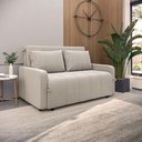 Ver imagem 1 de Sofá Cama 3 Lugares 1,38m Veludo Bege Amora Matrix