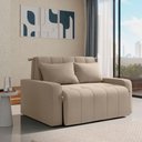 Ver imagem 1 de Sofá Cama 3 Lugares 1,38m Veludo Bege Amora Matrix