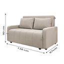 Ver imagem 2 de Sofá Cama 3 Lugares 1,38m Veludo Bege Amora Matrix