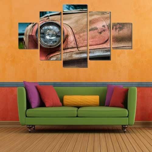 Quadro Decorativo 5 Partes Imagem Carro Antigo Velho - 2