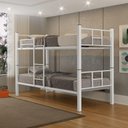 Ver imagem 2 de Beliche Solteiro Padrão Aço Vira 2 Cama Escada Grade Proteção ‎