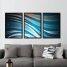 Conjunto 3 Quadros Com Moldura Ondas Linhas Abstratas - 2