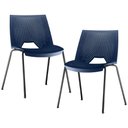 Ver imagem 1 de Kit 02 Cadeiras Empilhável Fixa Liked F02 Base Aço Preto Azul - Lyam Decor