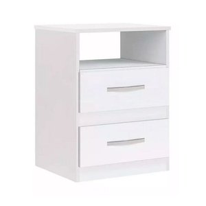Mesa de Cabeceira Moval Apolo Branco 70904 02 Gavetas