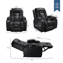 Ver imagem 7 de Poltrona Papai Reclinável Massagem Aquecimento Corino Preto Premium Manual Fixa