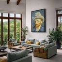 Ver imagem 1 de Quadro Canvas Auto Retrato Van Gogh 90x60cm Mold Preta