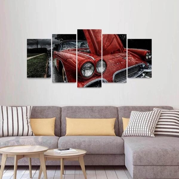 Quadro Decorativo Carros Retrô Corvetti Mosaico - 4