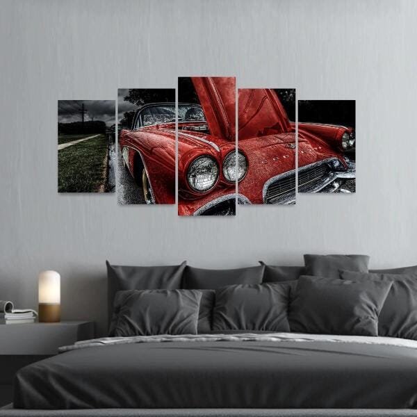 Quadro Decorativo Carros Retrô Corvetti Mosaico - 3