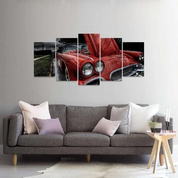 Quadro Decorativo Carros Retrô Corvetti Mosaico - 2