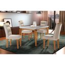 Ver imagem 1 de Sala de Jantar Completa Londrina C/ Tampo Madeirado C/ Vidro Canto Curvo 120x80cm e 4 Cadeiras