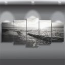 Ver imagem 3 de Quadro decorativo Paisagem Praia em Preto e Branco Para Quarto Hall Corredor