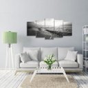 Ver imagem 1 de Quadro decorativo Paisagem Praia em Preto e Branco Para Quarto Hall Corredor