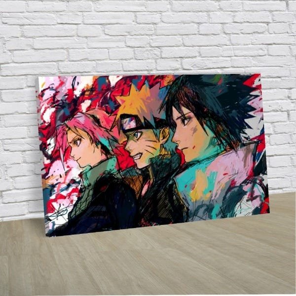 Quadro Decorativo Sasuke e Naruto c/ Moldura e Vidro