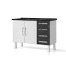 Armário Gabinete P/ Pia Aço 1.20 4 Gavetas Ideal - Marroart Cor:preto - 1