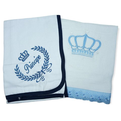 Kit Cueiro Azul Marinho + Fralda Toalha - Bruno Baby