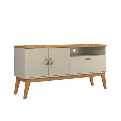 Rack Si Estilo Retrô 1.40m para Tv até 55'' Polegadas Cor Off White / Cinamomo