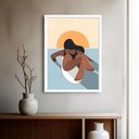 Ver imagem 1 de Quadro Decorativo Mulher Praia Sunset - 70x50cm:moldura Branca