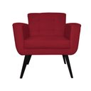 Ver imagem 1 de Poltrona Decorativa Geovana Suede Vermelho Pés Madeira Mz Decor
