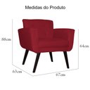 Ver imagem 3 de Poltrona Decorativa Geovana Suede Vermelho Pés Madeira Mz Decor
