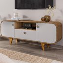 Ver imagem 1 de Rack para Sala de Estar Tv 55 Pol Orgânico Picasso B02 Cinamomo Off White - Lyam Decor