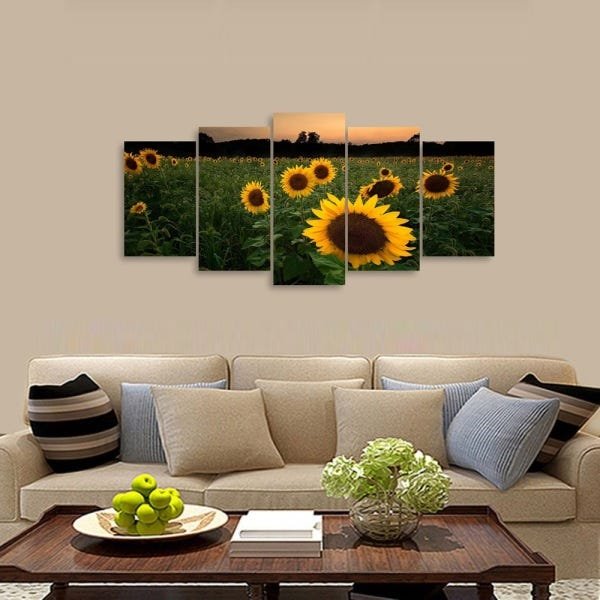 Quadro Mosaico Flores Girassol 5 Peças decorativo Corredor Sala - 6