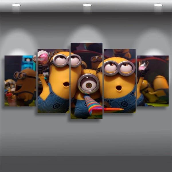 Quadro decorativo Os Minions Para Quarto Mdf Kit 5 Peças - 5