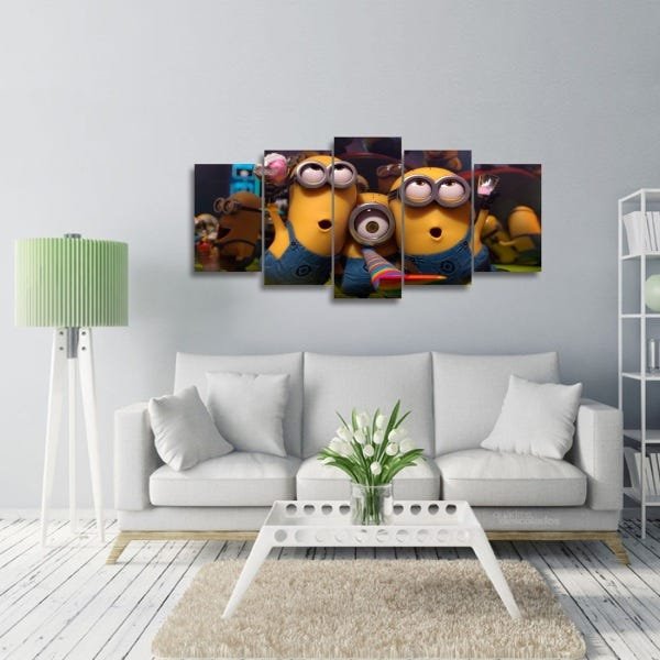 Quadro decorativo Os Minions Para Quarto Mdf Kit 5 Peças - 2