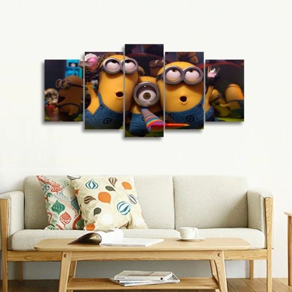 Quadro decorativo Os Minions Para Quarto Mdf Kit 5 Peças - 1