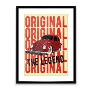 Quadro Decorativo Amarelo Fusca Vermelho Urban