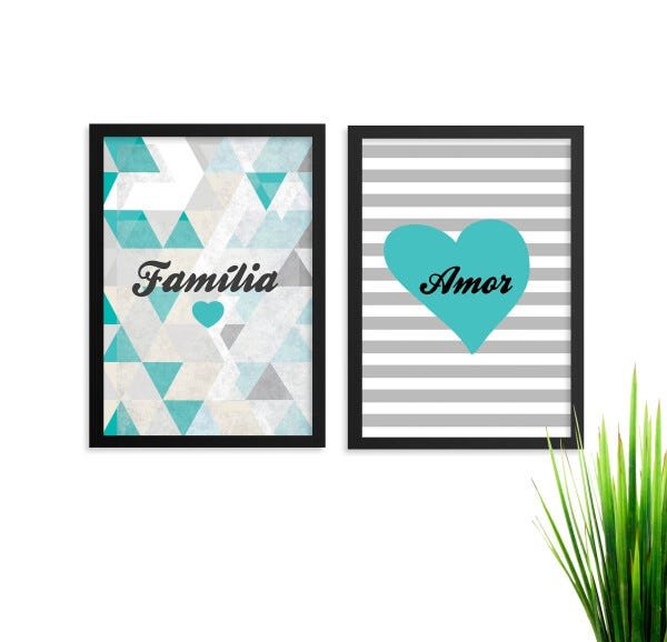 Kit 2 quadros Amor Familia Tiffany - 1