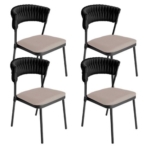 Kit 4 Cadeiras Nice Alumínio Tricô Náutico Área Gourmet Acesse Móveis