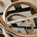 Ver imagem 2 de Lustre Luminaria Arco Infinito Aneis Pendente 3 em 1 Led Ambiente Decorativo Moderno Luxo Recepçao