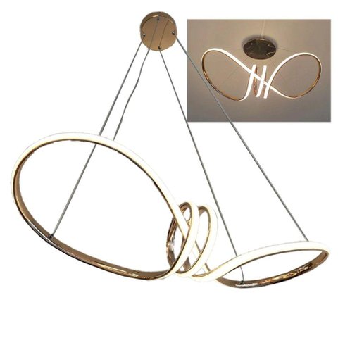 Lustre Luminaria Arco Infinito Aneis Pendente 3 em 1 Led Ambiente Decorativo Moderno Luxo Recepçao