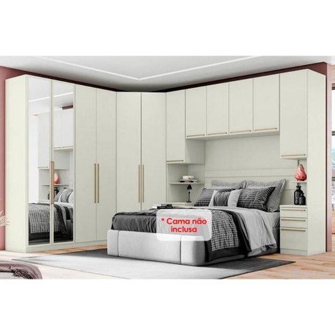 Quarto Casal Modulado Seletto 6 Peças (1 Ponte + 1 Closet + 2 G Roupas + 2 Complementos) Qmh06