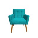Ver imagem 3 de Kit Namoradeira + 2 Poltronas Decorativa Onix Suede Azul Tifany Pés Madeira Mz Decor