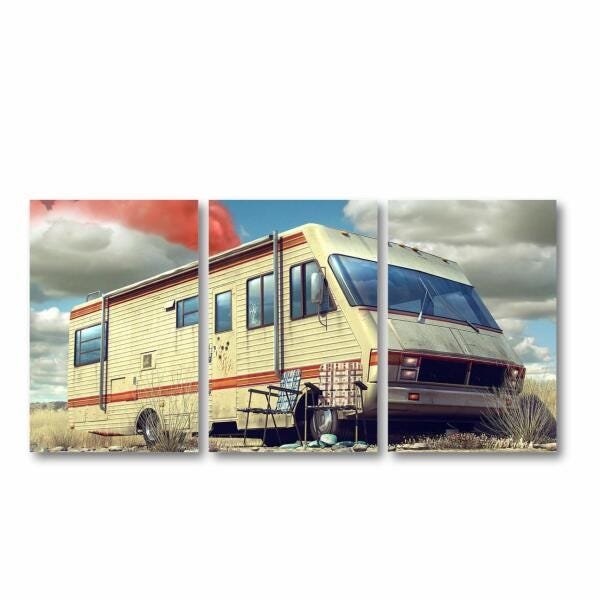 Quadro decorativo Breaking Bad Trailer em Tecido 3 Peças - 2