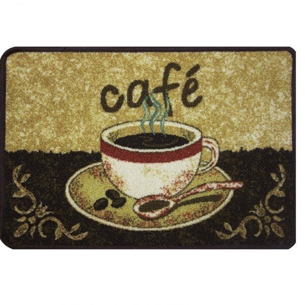 Tapete para Cozinha Bouclê Café D4 Elegance Niazitex 45cmx65cm - 1