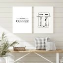 Ver imagem 2 de Kit 2 Quadros But First Coffee - Minimalista 33x24cm:moldura Preta