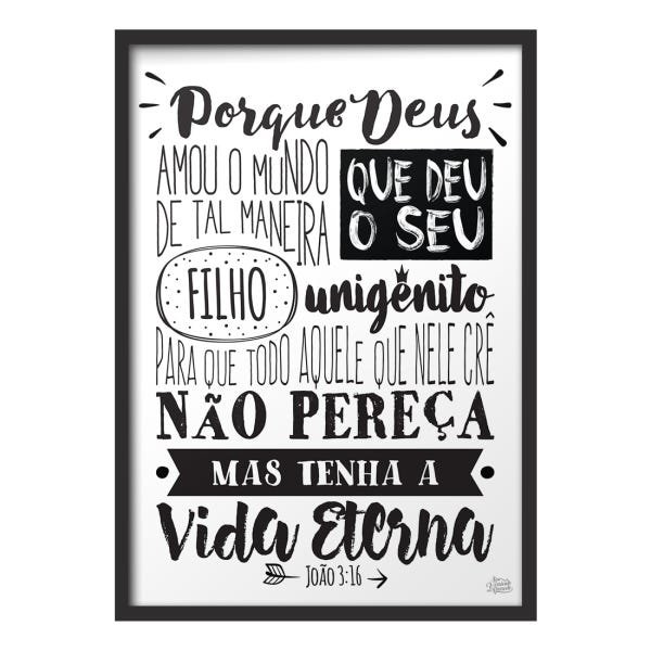 Quadro João 3: 16 - A3: 30x42cm - Moldura Preta - 1