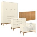 Ver imagem 1 de Quarto de Bebê Unique 4 Portas com Cômoda Sapateira e Painel Farm Off White Eco Wood - Matic